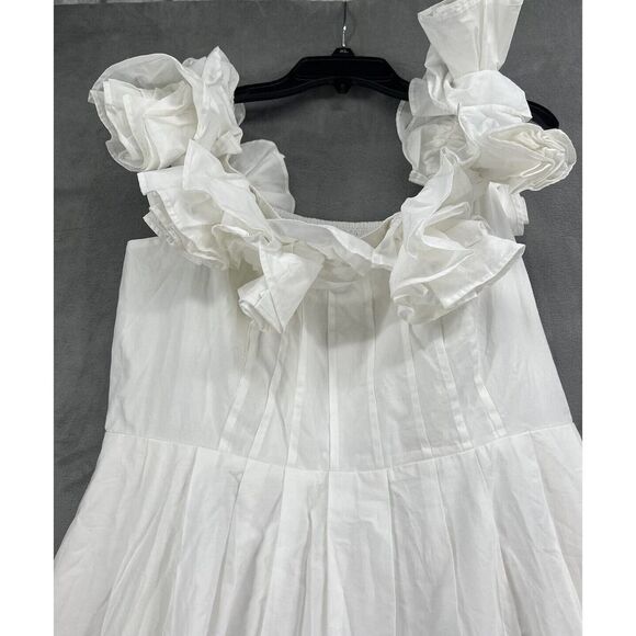 Anthropologie The Corina Ruffled Dress by Maeve Size Xlarge white Midi Dress - Picture 5 of 11